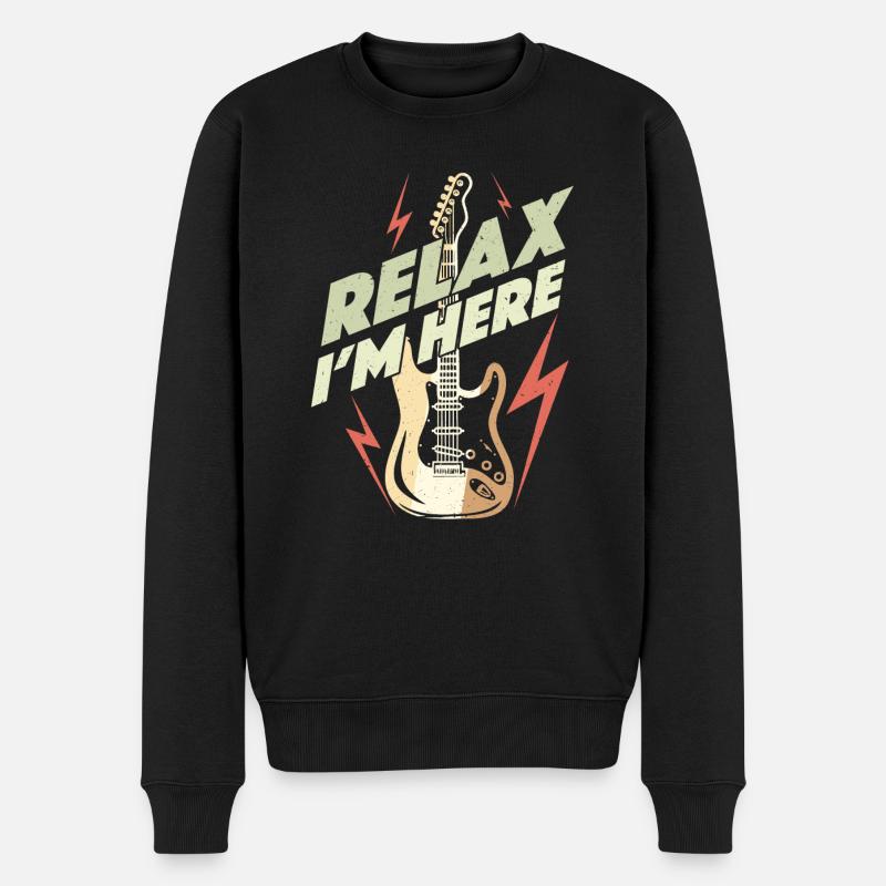E-Gitarre für Rockmusik-Fans - Männer Premium Bio Pullover - Schwarz