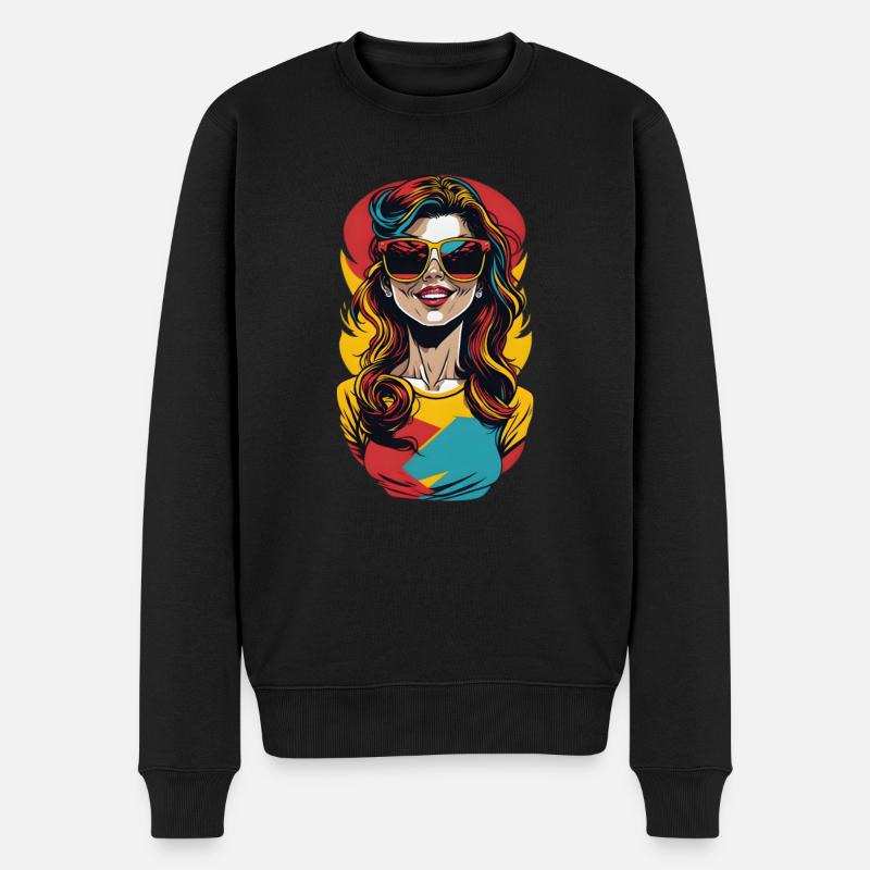 Femme arc-en-ciel colorée Pop Art - Pull Premium bio Homme - noir