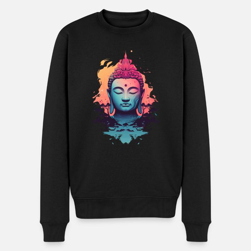 Buddha - Männer Premium Bio Pullover - Schwarz