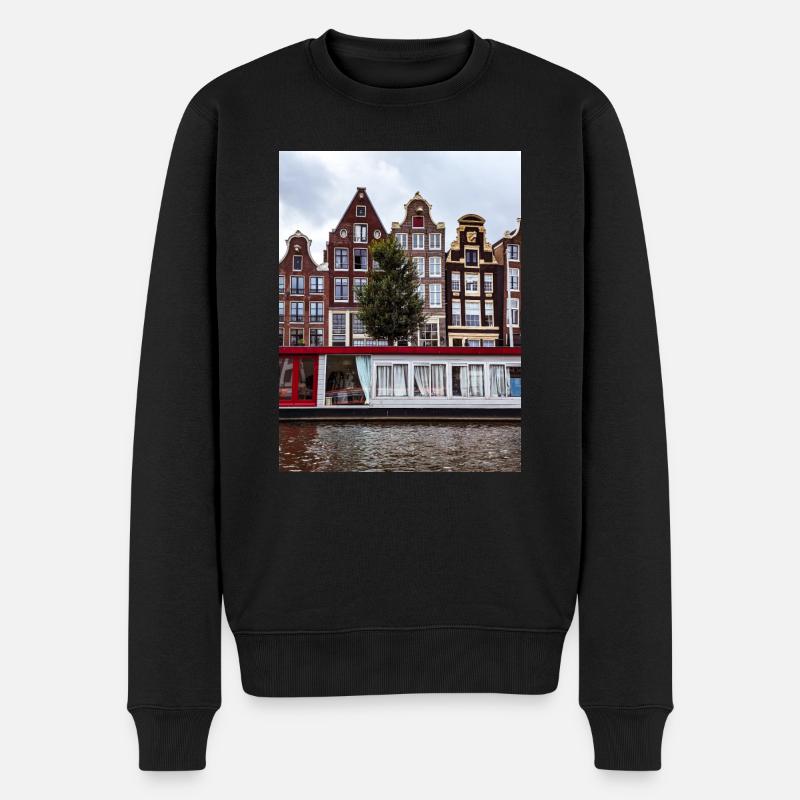 Amsterdam - Männer Premium Bio Pullover - Schwarz