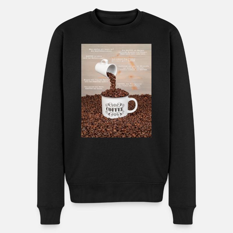 Eine Tasse Kaffee mit Sprüchen - Männer Premium Bio Pullover - Schwarz