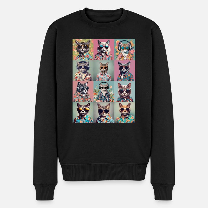 Coole Katzen - Männer Premium Bio Pullover - Schwarz