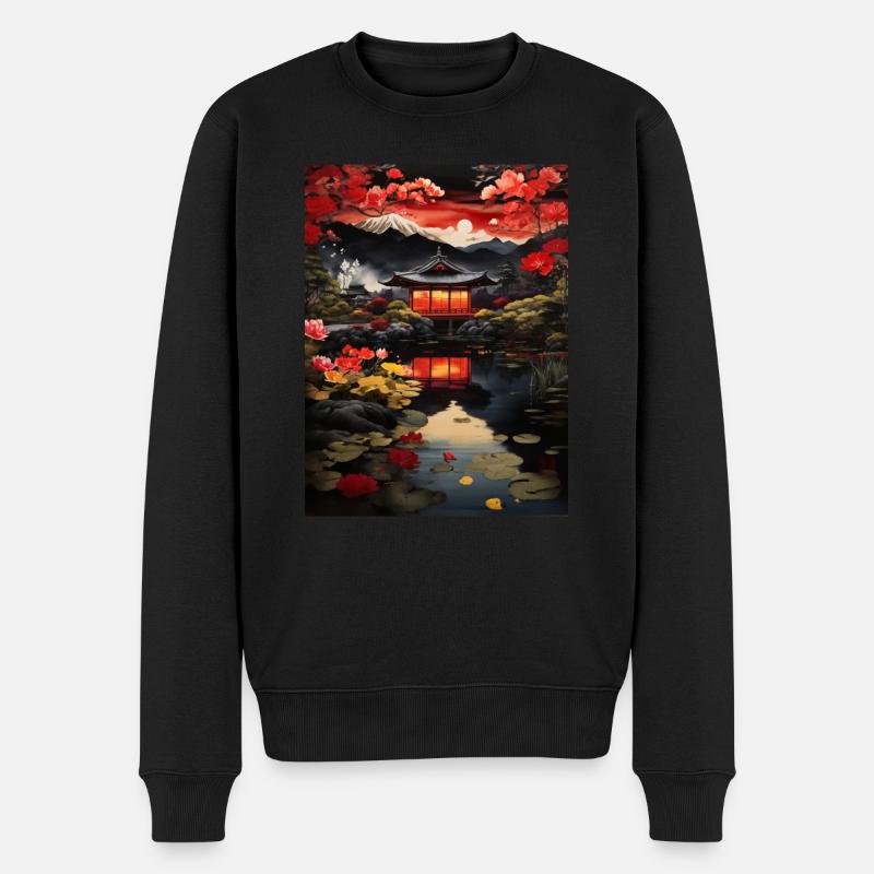 Japanische Kunst Illustration Malerei - Männer Premium Bio Pullover - Schwarz