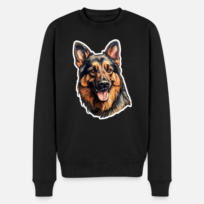 Deutscher Schäferhund künstlerisch - Männer Premium Bio Pullover - Schwarz