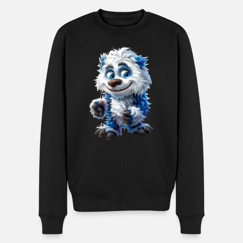 Yeti #lovely toons - Männer Premium Bio Pullover - Schwarz