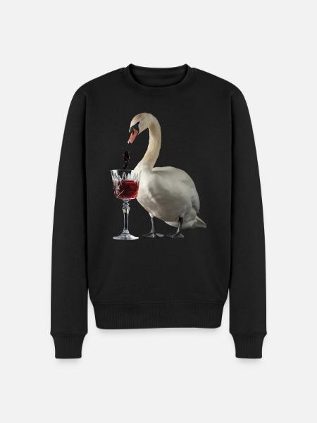 Schwan Wein - Männer Premium Bio Pullover - Schwarz