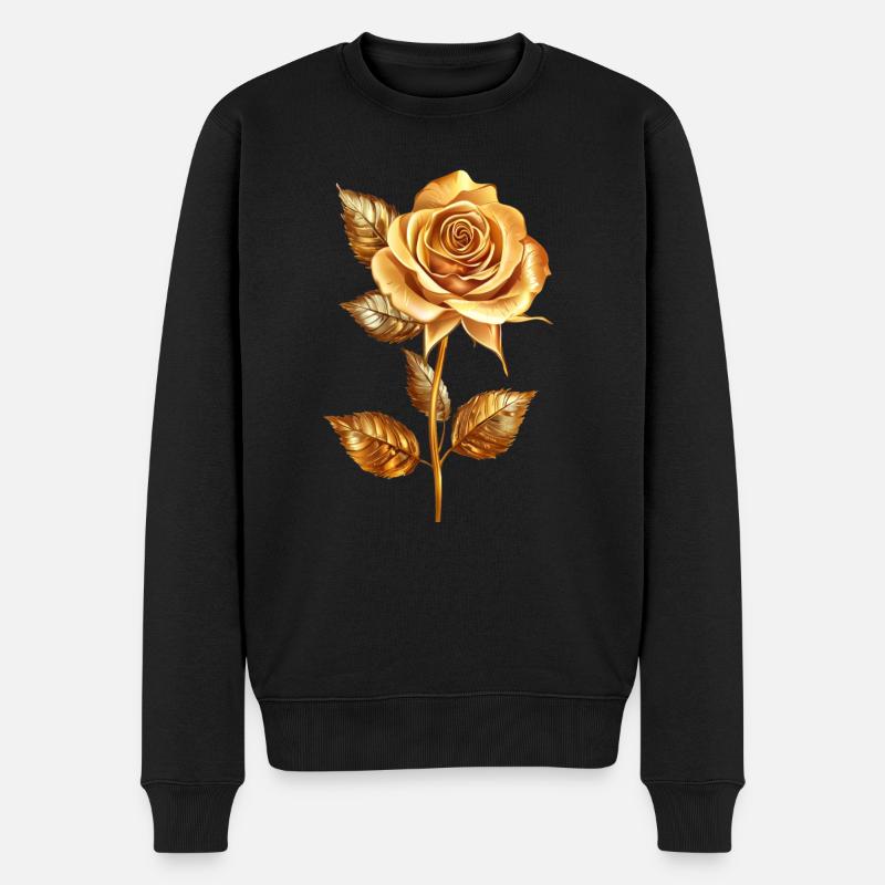 Goldene Rose - Männer Premium Bio Pullover - Schwarz