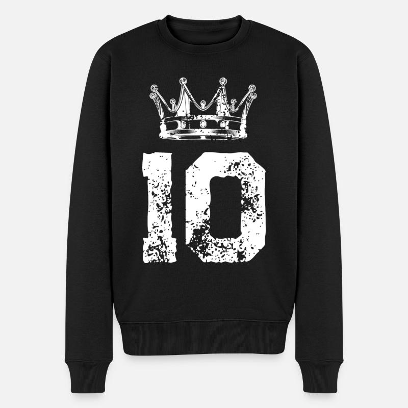 10 Zahl Krone - Männer Premium Bio Pullover - Schwarz