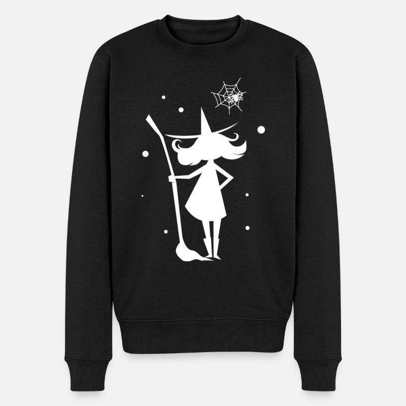 Halloween - Hexe Zauber Hexenbesen Magie - Männer Premium Bio Pullover - Schwarz