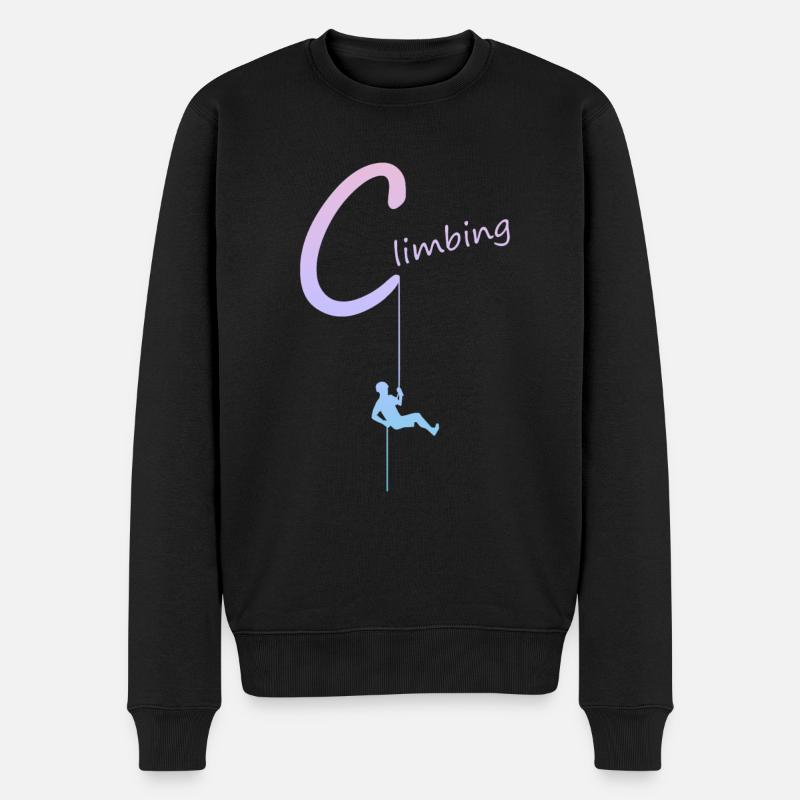 climbing, abseilen, klettern, kletterer - Männer Premium Bio Pullover - Schwarz