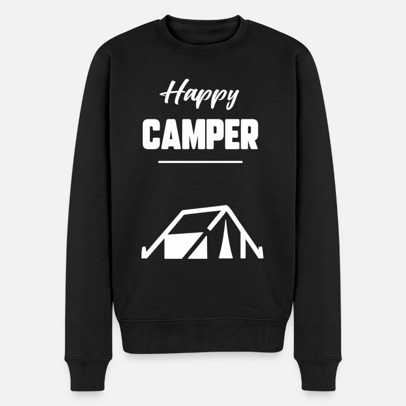 Glücklicher Camper - Männer Premium Bio Pullover - Schwarz