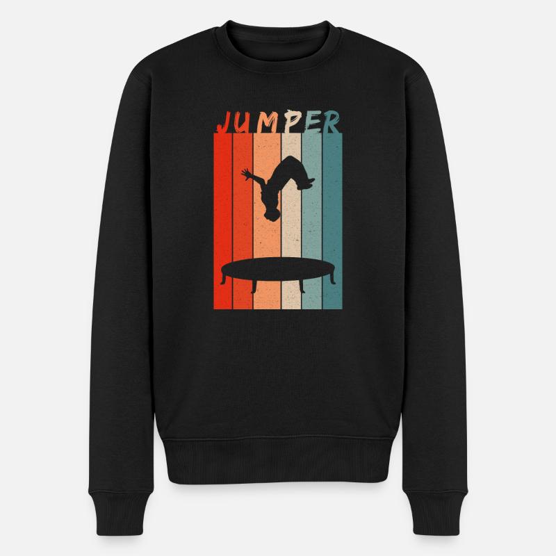 Jumper Trampolinturnen Trampoline Retro - Männer Premium Bio Pullover - Schwarz