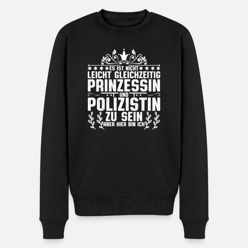 Polizistin und Prinzessin - Männer Premium Bio Pullover - Schwarz