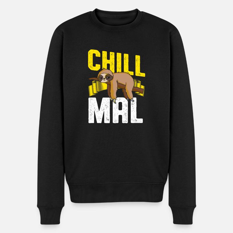 Chill mal Faultier - Männer Premium Bio Pullover - Schwarz