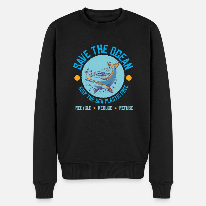 Save the Ocean for Planet A - Männer Premium Bio Pullover - Schwarz