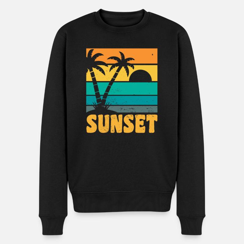 Sunset Retro Style - Männer Premium Bio Pullover - Schwarz
