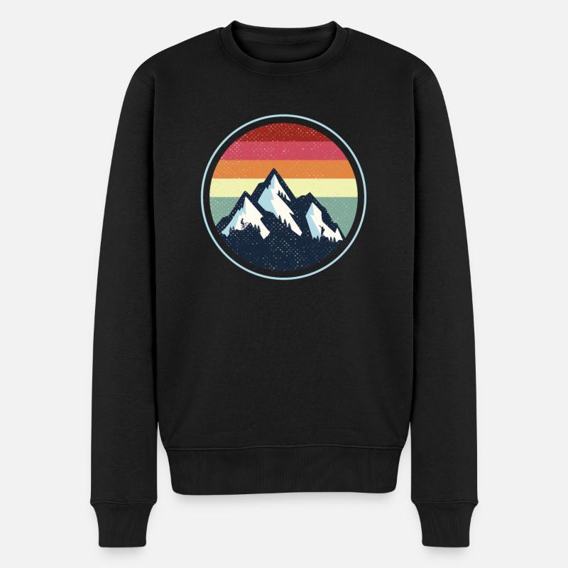 Vintage Mountain Retro - Männer Premium Bio Pullover - Schwarz