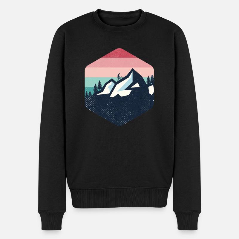 Vintage Mountain Retro - Männer Premium Bio Pullover - Schwarz