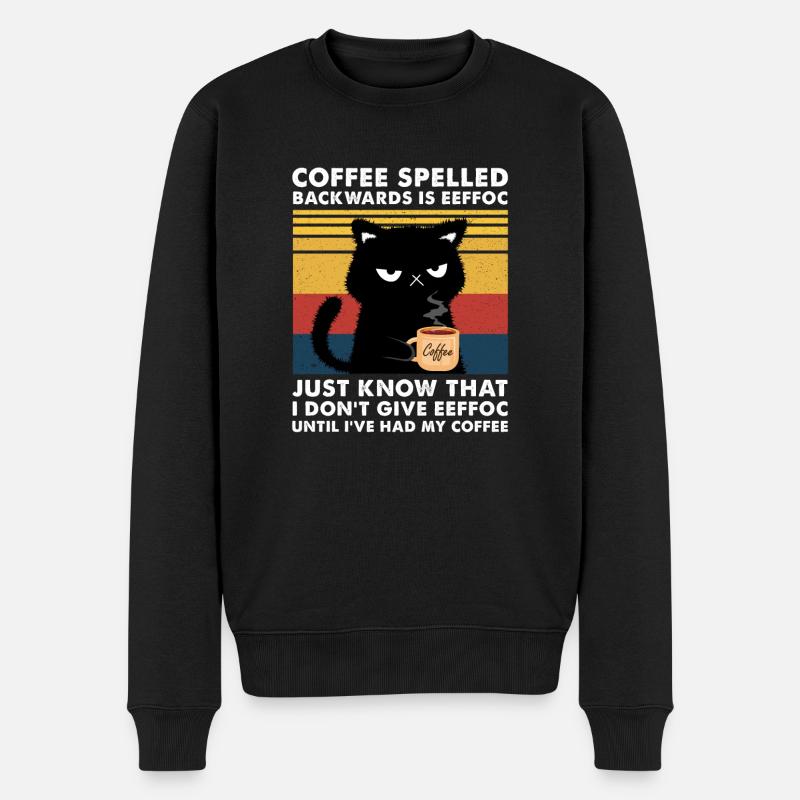 Coffee Spelled Backwards Is Eeffoc - Männer Premium Bio Pullover - Schwarz