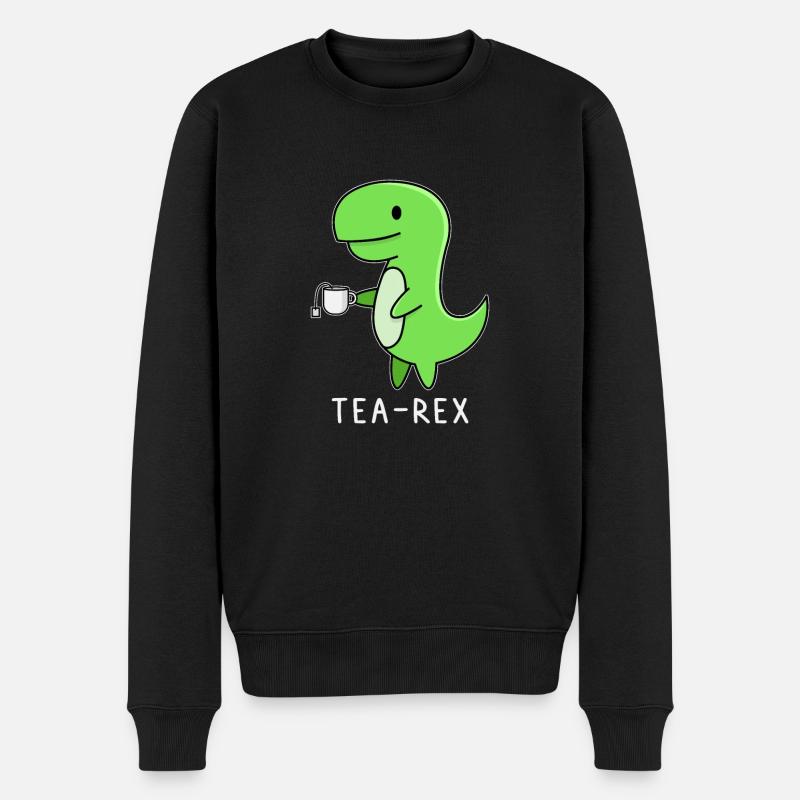 Funny Tea Rex Dinosaur Humor Cute Tea Rex Design - Männer Premium Bio Pullover - Schwarz