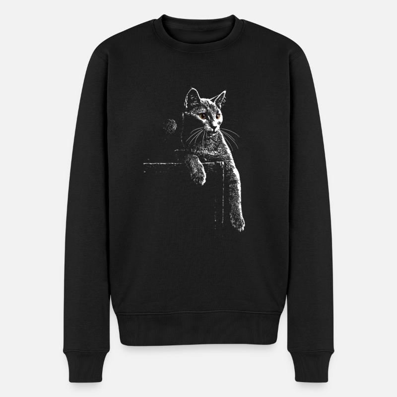 Chat chartreux la nuit - Pull Premium bio Homme - noir