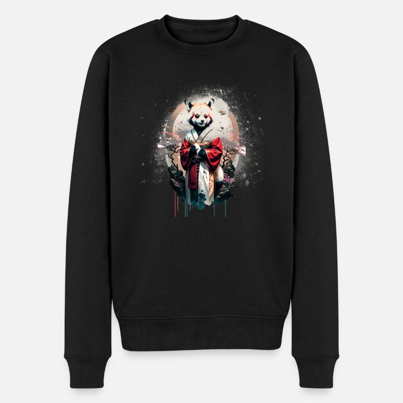 roter Panda,Graffiti,Malerei,Panda,Geisha,anime - Männer Premium Bio Pullover - Schwarz