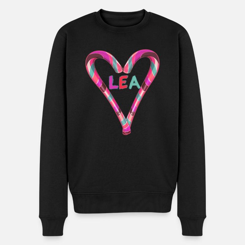 Lea,Name ,herz, zuckerstange, süßigkeit - Männer Premium Bio Pullover - Schwarz