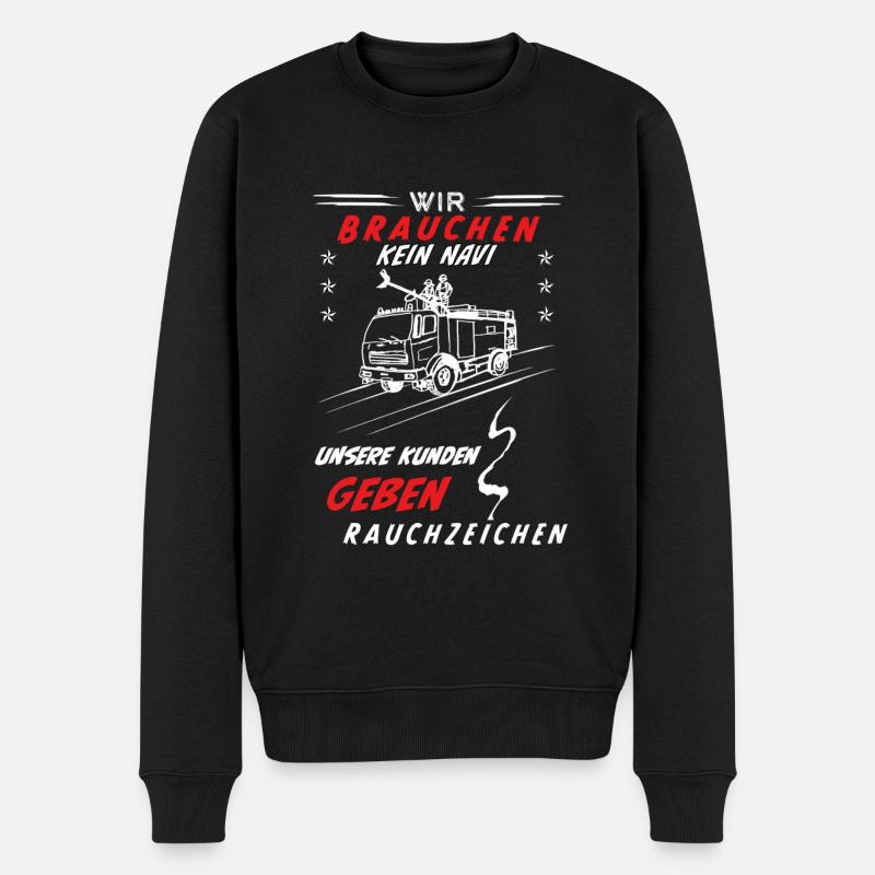 Feuerwehrauto, Feuerwehr-Design, Rauchzeichen 112 - Männer Premium Bio Pullover - Schwarz
