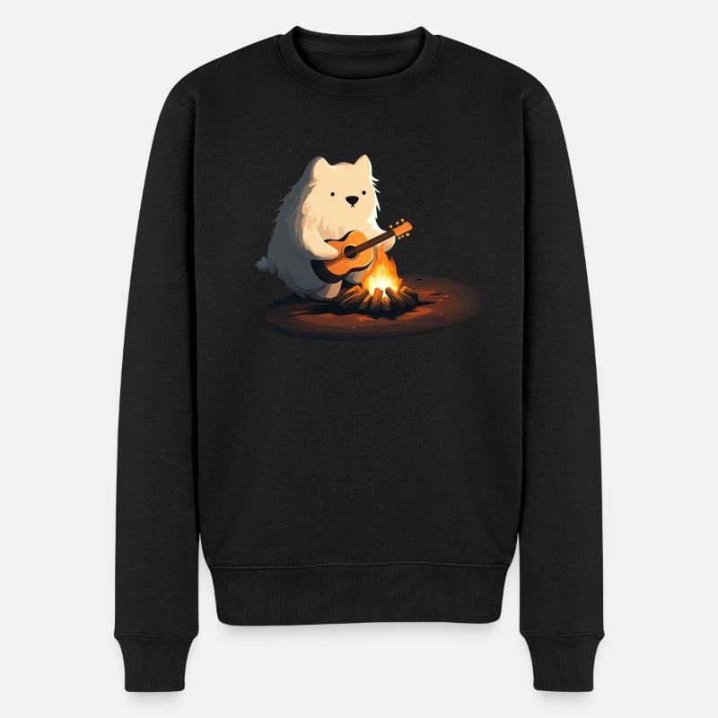 feu de camp guitare chien ours jouer - Pull Premium bio Homme - noir