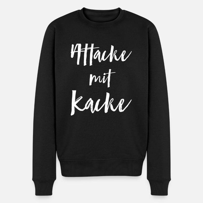 Attacke mit Kacke - Männer Premium Bio Pullover - Schwarz