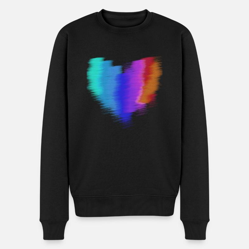 herz, regenbogen, malerei,bunt,unschärfe - Männer Premium Bio Pullover - Schwarz