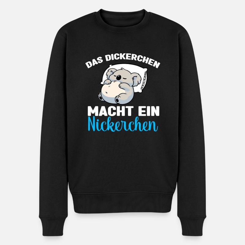 Koala Schlafshirt Dickerchen macht Nickerchen - Männer Premium Bio Pullover - Schwarz