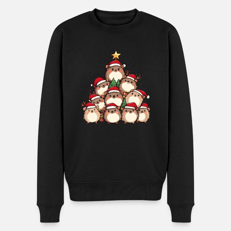 Igel Weihnachten Christbaum - Männer Premium Bio Pullover - Schwarz