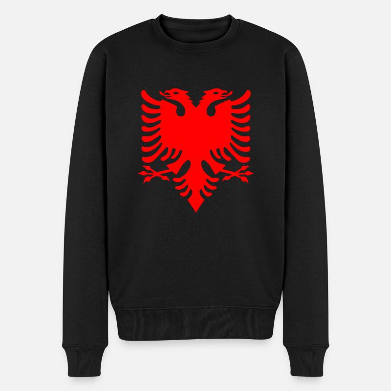 red double-headed eagle Albanian Double Eagle - Men's Premium Organic Jumper - black