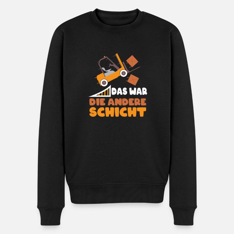 Das war die andere Schicht Gabelstapler Crash - Männer Premium Bio Pullover - Schwarz