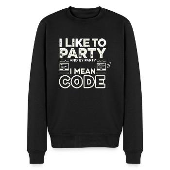 Ich mag Partys und mit Party meine ich Code - Männer Premium Bio Pullover - Schwarz - Vorne - Nico (187cm)