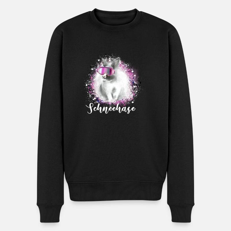 schneehase ,rosa,rosa,skifahren,ski,hase - Männer Premium Bio Pullover - Schwarz