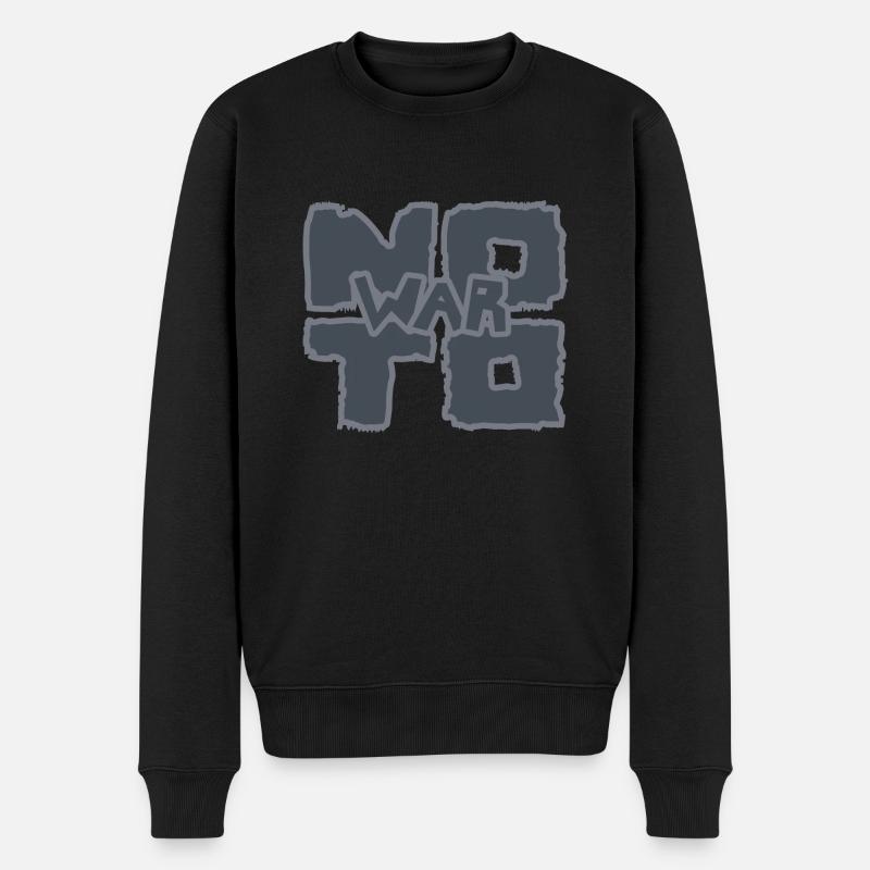 "no to war" grau - Männer Premium Bio Pullover - Schwarz