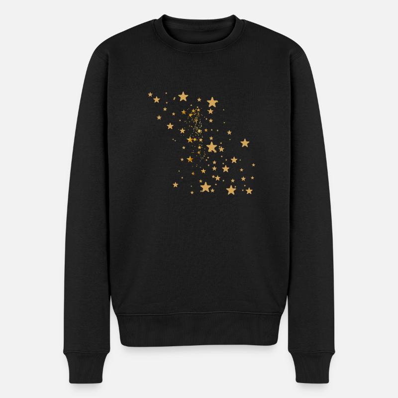 étoiles dorées, étoiles, or, illustration, étoile - Pull Premium bio Homme - noir