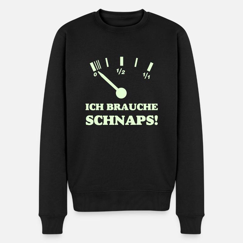 ICH BRAUCHE SCHNAPS - Männer Premium Bio Pullover - Schwarz