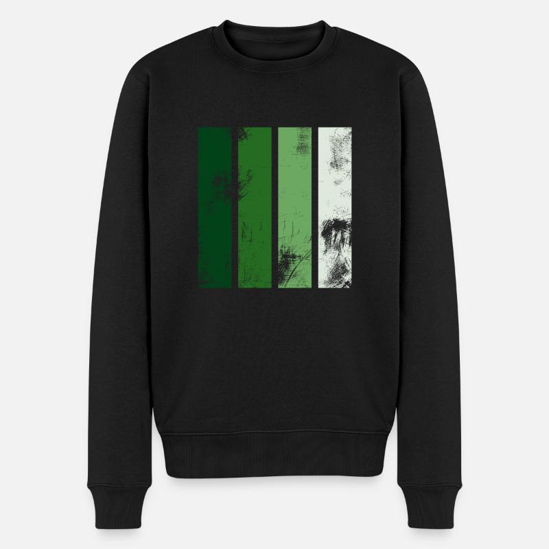 Retro Streifen Grün - Männer Premium Bio Pullover - Schwarz