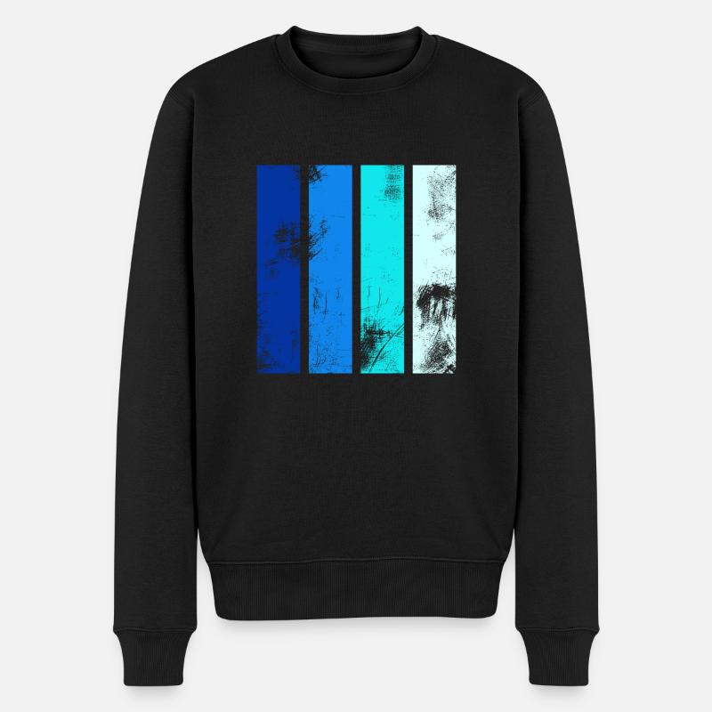 Rayures rétro bleu - Pull Premium bio Homme - noir
