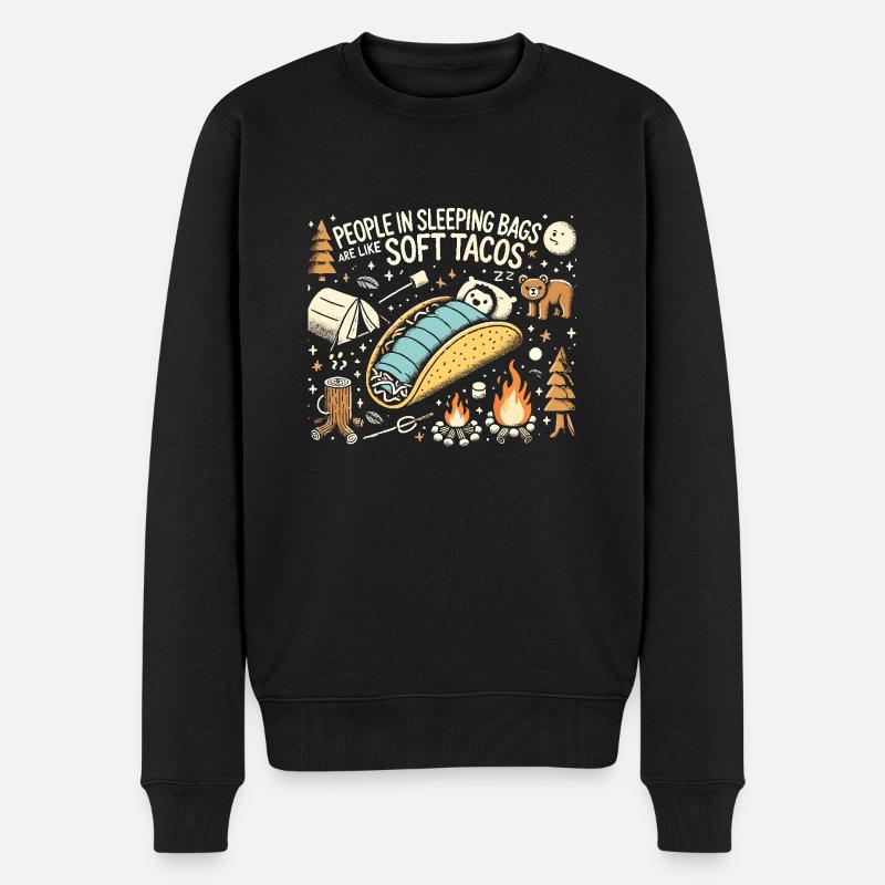 Menschen in Schlafsäcken sind wie weiche Tacos - Männer Premium Bio Pullover - Schwarz
