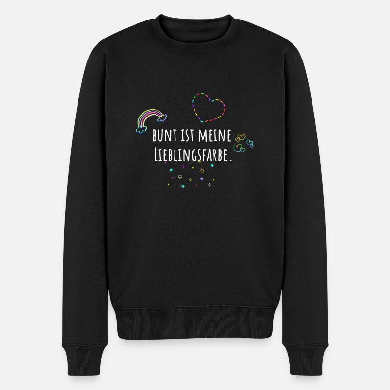 Bunt ist meine Lieblingsfarbe, bunt, Regenbogen - Männer Premium Bio Pullover - Schwarz