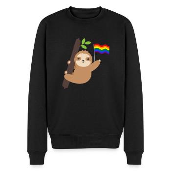 Queer Regenbogen Faultier Tropisches Tier LGBT - Männer Premium Bio Pullover - Schwarz - Vorne - Nico (187cm)