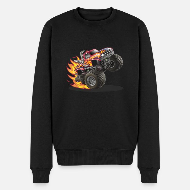 Monstertruck mit lodernden Reifen - Men's Premium Organic Jumper - black