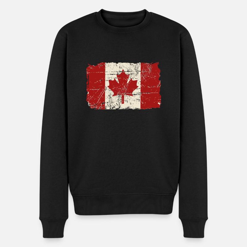 Canada Flag - Vintage Look - Männer Premium Bio Pullover - Schwarz
