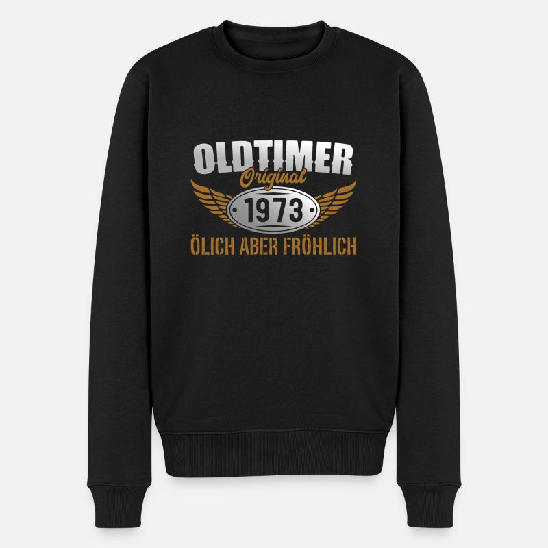 Oldtimer 1973 Geboren Geschenk Geburtstag - Männer Premium Bio Pullover - Schwarz