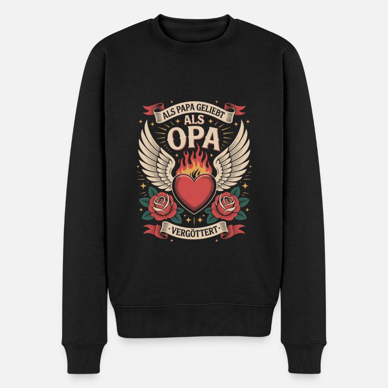 Opa Geschenk Geburtstag Spruch Lustig Geschenkidee - Männer Premium Bio Pullover - Schwarz