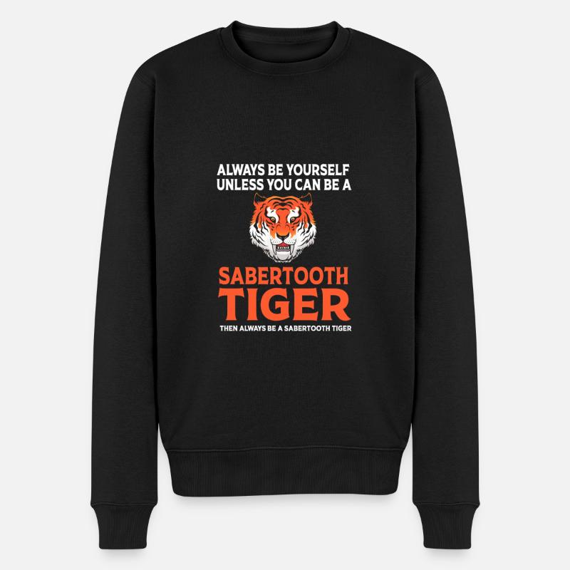 Säbelzahntiger Urzeit - Männer Premium Bio Pullover - Schwarz